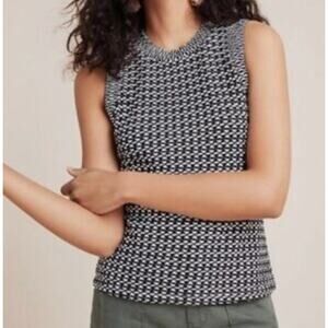MAEVE Anthropologie Barbara Textured Jacquard Geometric Sleeveless Tank Top Sz S